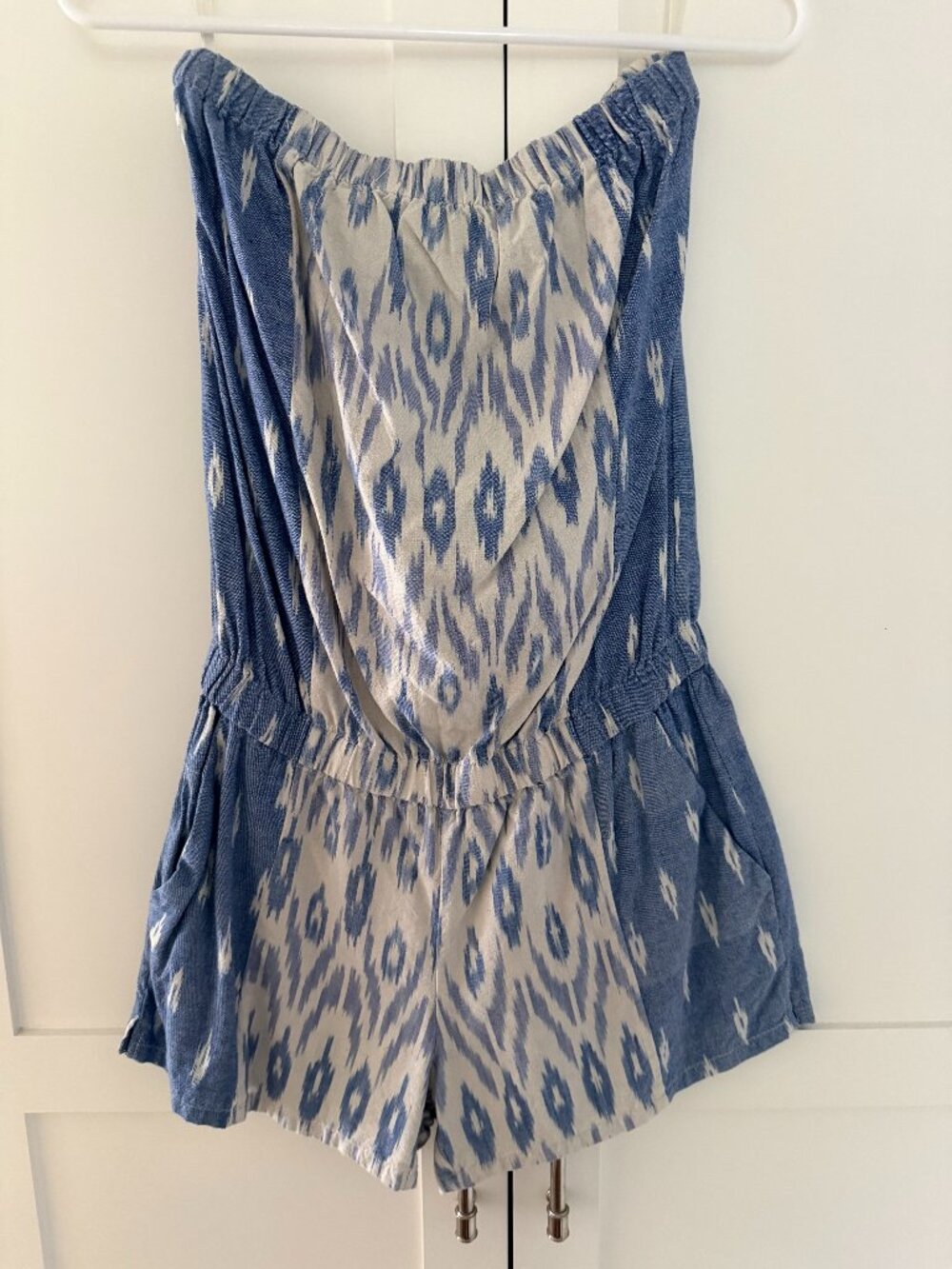 Joie Blue Ikat Strapless Romper | Size Small